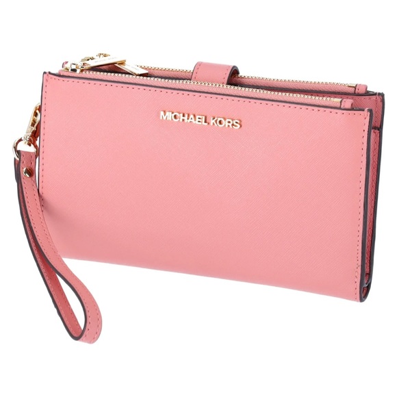 Michael Kors Jet Set Travel Large Double Zip Wristlet Phone Wallet Primrose Pink - Picture 3 of 6